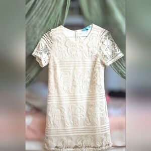 Ivory Lace Shift Dress - Small